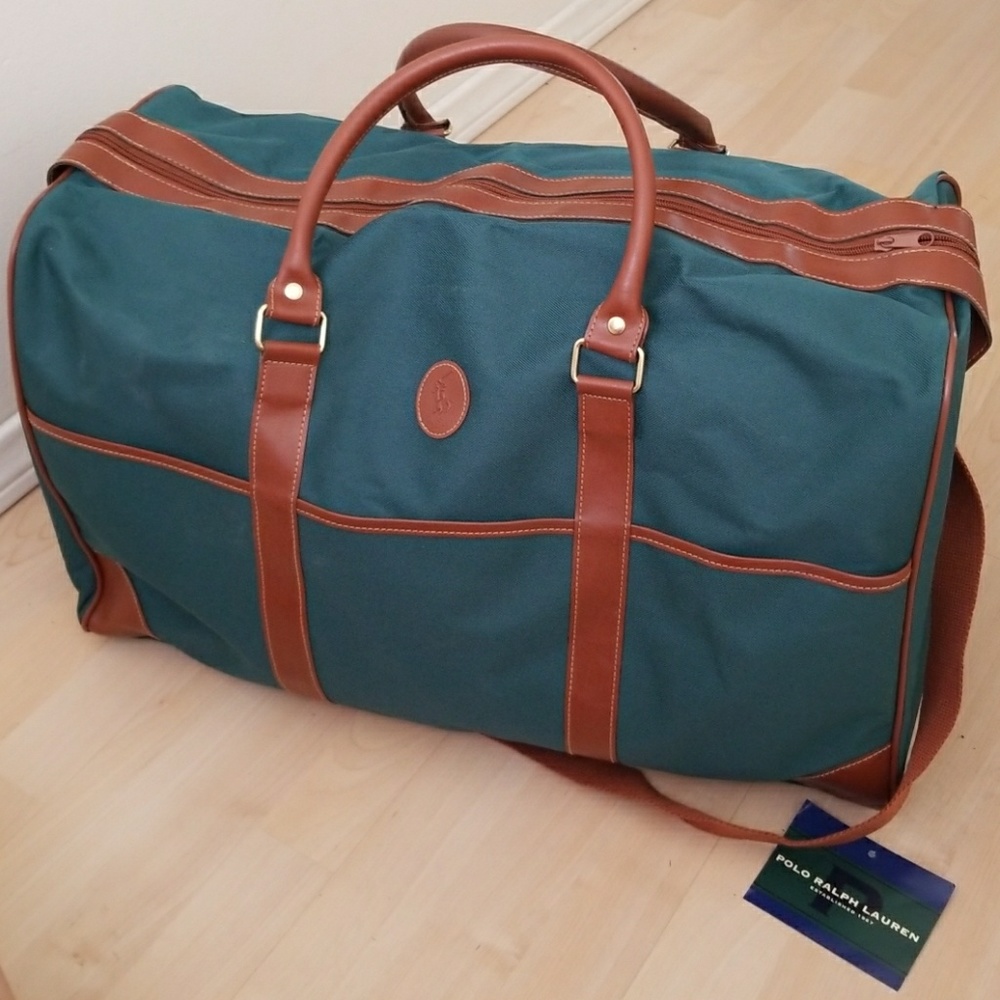 Ralph Lauren green canvas weekend duffle bag